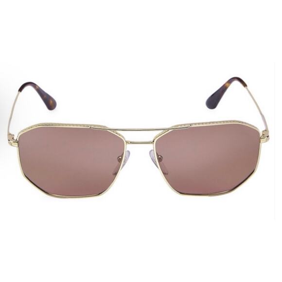NWT PRADA 60mm Gold Tone Geometric Pilot Sunglasses Case & Cloth ~ HTF main image 11